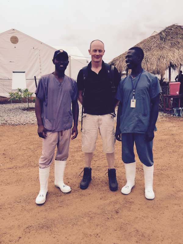 Professor Ian Goodfellow and local Ebola sequencing technicians in Sierra Leone. 