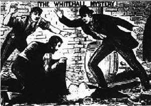 "The Whitehall Mystery": An illustration of the discovery of a female torso in the basement of the Norman Shaw Building in 1888 from The Illustrated Police News newspaper, October 1888. Wikimedia Commons