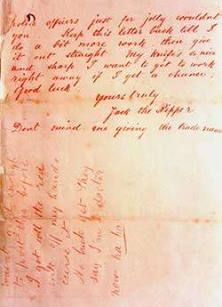 Second part of Jack the Ripper's "Dear Boss" letter. National Archives. Wikimedia Commons