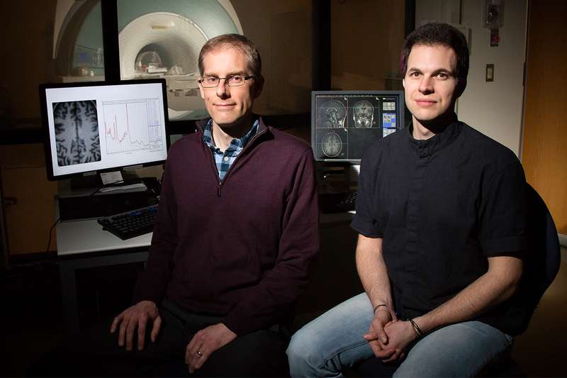 University of Illinois research scientist Ryan Larsen, left, and graduate student Aki Nikolaidis found a link between brain metabolism and fluid intelligence.  (Photo: L. Brian Stauffer)