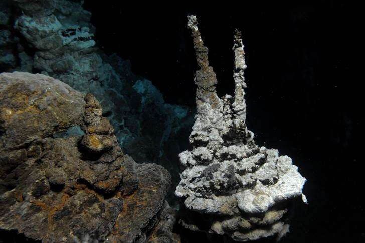 Image of a hydrothermal vent field along the Arctic Mid-Ocean Ridge, close to where 'Loki' was found in marine sediments. (Source: Centre for Geobiology (University of Bergen, Norway) by R.B. Pedersen)